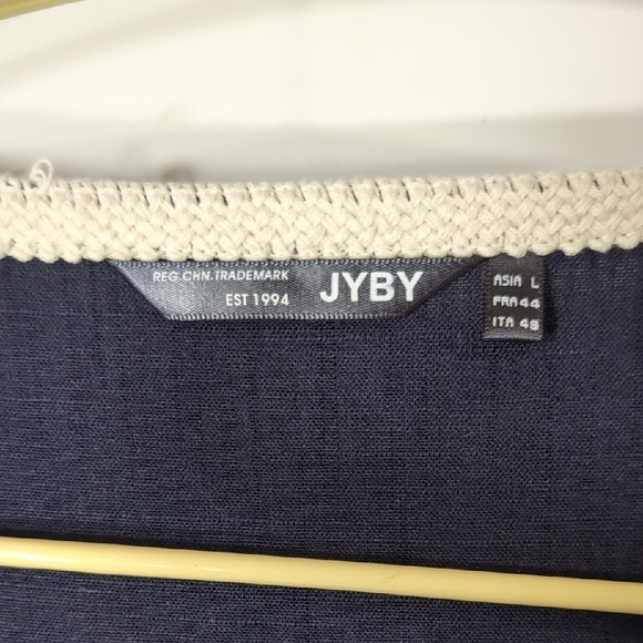 JYBY | 100% Cotton Long Sleeve Navy Blue Mini Dress Crew Neck Size L - Picture 8 of 11